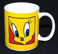 Warner Bros Tweety Bird Yellow Info History Coffee Mug